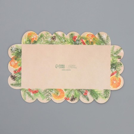 Box for confectionery products with PVC lid "Mandarins and needles", 10.5 x 21 x 3 cm, New Year-7