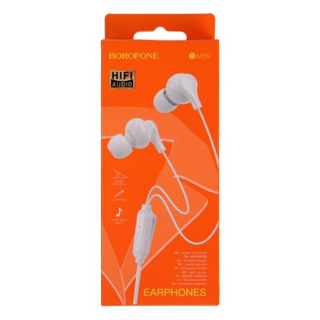 Headphones Borofone BM59 Collar, vacuum, microphone, jack 3.5 mm, cable 1.2 m, white-2