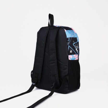 School backpack from textiles on lightning, 3 pockets, pink/blue color-3