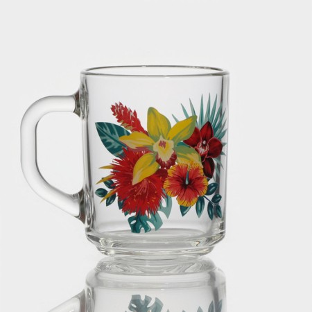 Glass glass "Tropical flowers", 200 ml, MIX drawing-5