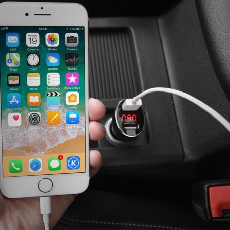 Hoco Z26, 2 USB, 2.1 A, display, black car-4