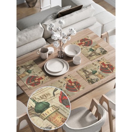 A set of napkins for setting the Paris cabaret, rectangular, rounded edges, size 30x46 cm, 4 pcs-1