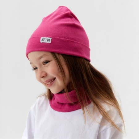 Children's cap KAFTAN with snood, rr 50-54, fuchsia-1