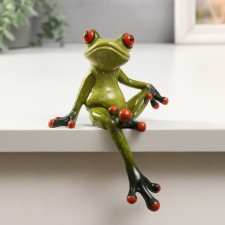 Souvenir Polystone varnish on the frog's shelf sits 14.8x9.5x5.5 cm