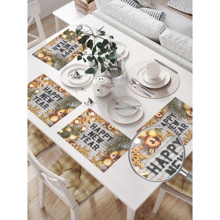 A set of napkins for setting the “Happy New Year” table, rectangular, size 32x46 cm, 4 pcs-1