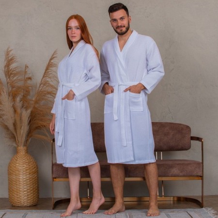 Wafel unisex robe, size XL, white color
