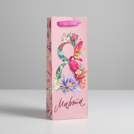 Gift package for a bottle, packaging, "since March 8", 36 x 13 x 10 cm