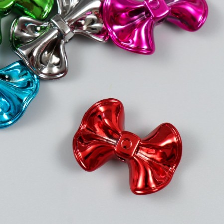 Busina for creativity plastic "Bow glossy metallic" mix 3.1x2.3x0.9 cm-2
