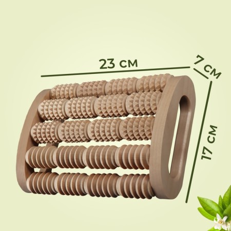 Massage for the back and feet "Drums", 23 × 17 × 7 cm, wooden, 5 combined rows-2