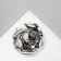 Tiger brooch in foliage, gray color in black silver