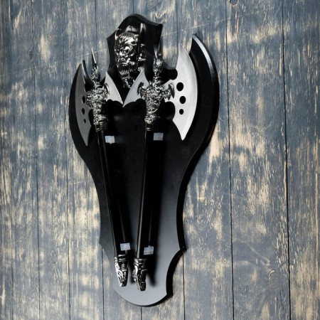 Souvenir weapons "Axes" on a tablet with a demon, 45x57 cm-1