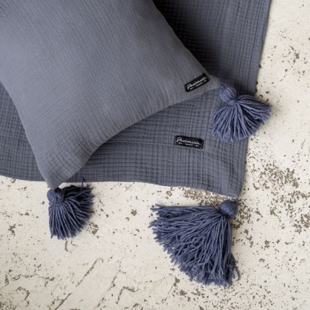 Decorative pillowcase "Shifu", size 40x40 cm, dark blue color-1
