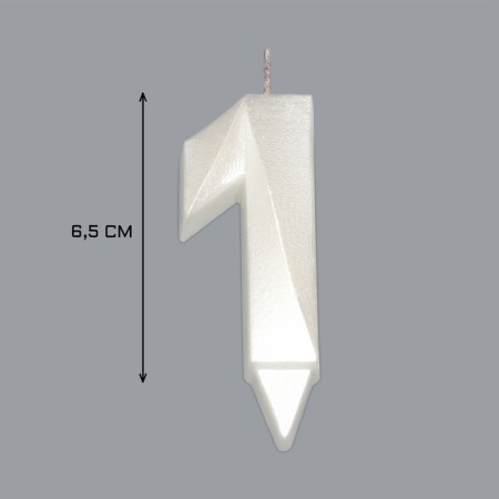 Candle in the Cake "Fine", number "1", pearl, 6.5 cm-2