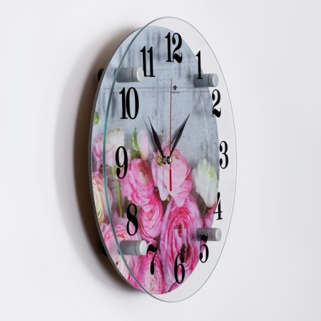 Watching clock, interior: flowers, "pink peonies", silent, d-30 cm-1