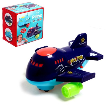 Liner aircraft, works on batteries, light and sound effects, blue color