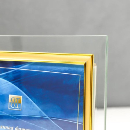 Photo frame Double glass "GT 214/-g" 10x15 cm, horizontal, gold-2