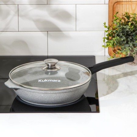 Pan, d = 24 cm, removable handle, glass cover, anti -stick coating, color light marble-6