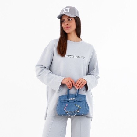 Women's bag on the Textura valve, small size, blue color-7
