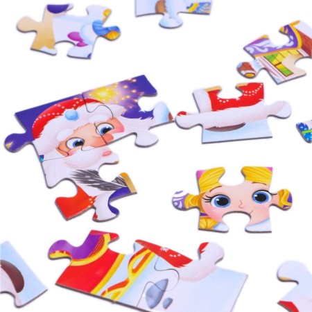 Puzzle "Santa Claus and Snow Maiden", a large gift box, 24 elements-2