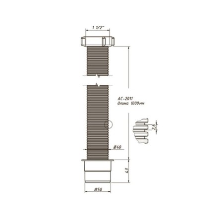 The corrugated pipe ORIO AS-2011, 1 1/2 "x40/50 mm, l = 1000 mm-3