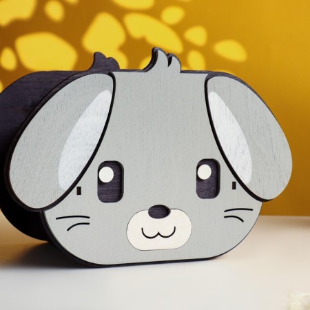 Wooden Kashpo "Bunny" 20x11x14 cm black/gray-4