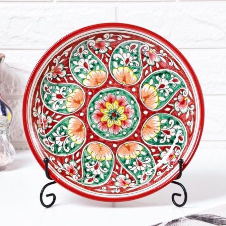 Largan Rishtan ceramics "Flowers", 25 cm, red-1