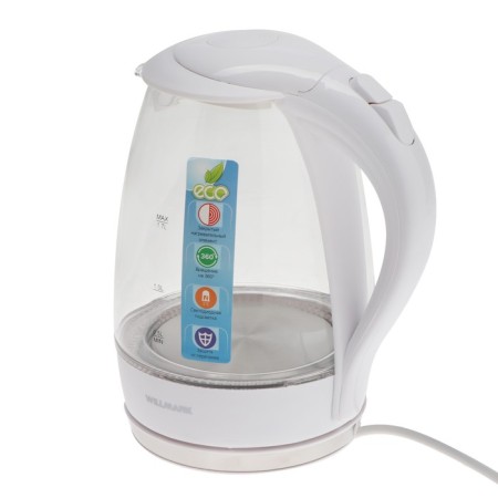 Electric kettle Willmark WEK-1708G, glass, 1.7 l, 2200 watts, led-lighting, white-1