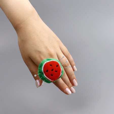 The needle-ring "Arbuzik", 5 × 4.5 × 4 cm, red/green color-3