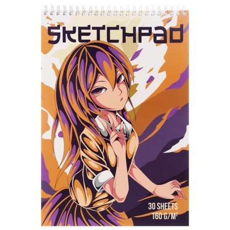 Sketchpad A4 30 sheets on the crest "Girl from anime", glossy lamination, texture, block 160g/m2