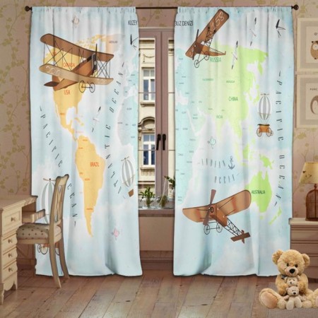 Set of curtains "Airplane" 147x267 +/- 3 cm -2 pcs