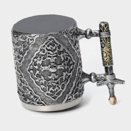 A stainless steel mug “Skull with a sword. Halloween ", 400 ml, silver color-5