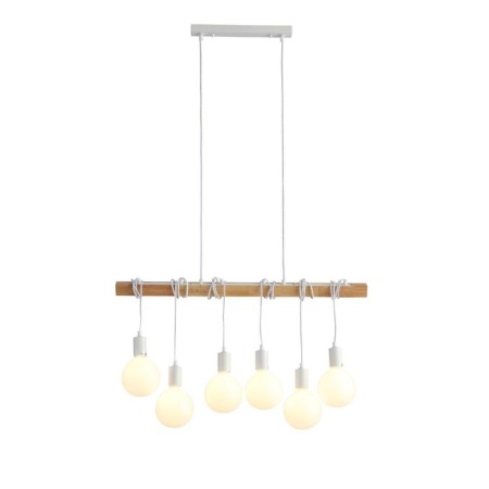 Suspended EVOLUCE lamp. SL1142.503.06. Bagetti. 6x60 watts, E27, 85x4x29 cm, white color, light wood