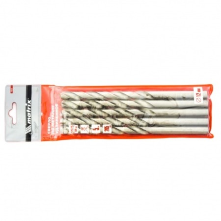 The metal drill elongated Matrix, 12x205 mm, HSS, cylindrical shank, 5 pcs.