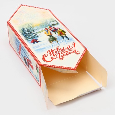 New Year. Gift box - candy New Year's folding "snowman", 18 x 28 x 10 cm.-2