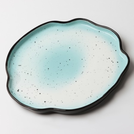 Poramine ceramic uneven edge "Blue", 27 cm, blue color-3