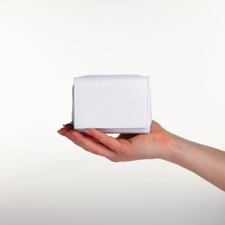 Women's wallet on the button, white color-8