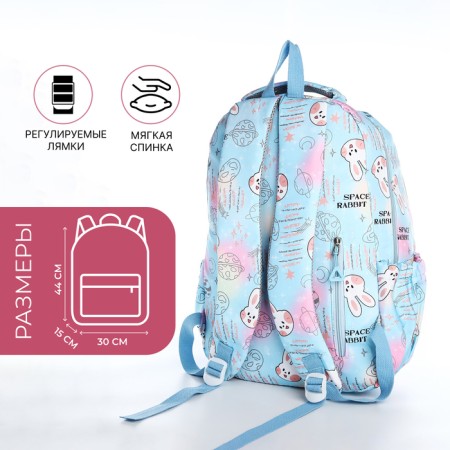 School backpack from textiles 2 of the lightning department, 4 pockets, blue color-1