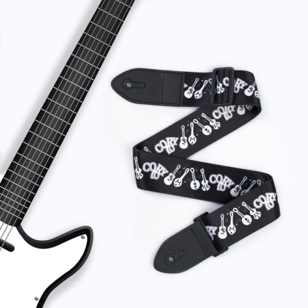 Guitar belt, black, tools, length 60-117 cm, width 5 cm