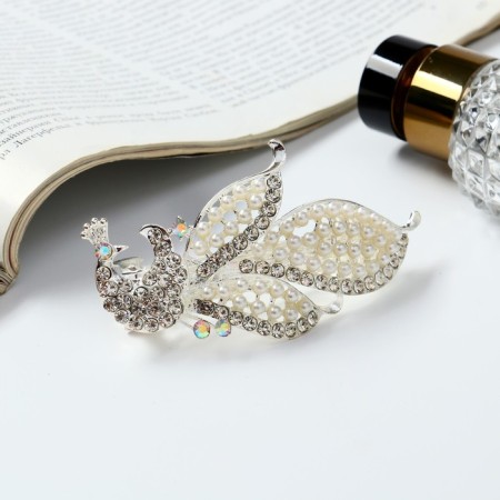 Hair hair clip "Helayed" Firebird, 9 cm, silver-white