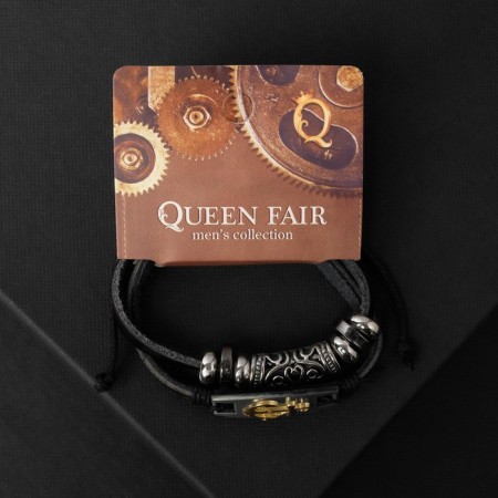 Bracelet Unisex "Grand" anchor, black color with silver-gold, d = 7 cm-2