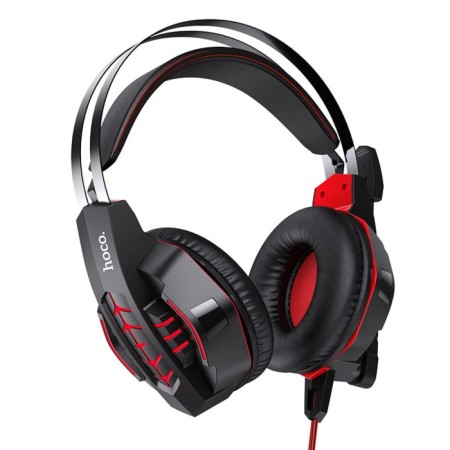 Hoco W102 headphones, game, full -size, microphone, USB, 3.5mm, 2 m, red-2