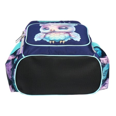 School backpack 37x28x14, ergonomic back, Devente Smart 14l, Happy Owl, for girls, turquoise/purple-6