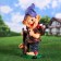 Garden figure "Dwarf with a butterfly", 27x20x55 cm,
