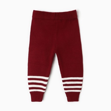 Knitted children's kit (jumper, trousers), burgundy color, height 74-6