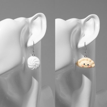 Earrings Assorted "Joy" Pelmen and Khinkali, white color in silver-4