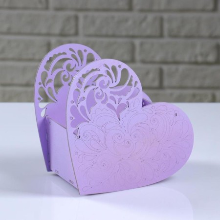 Kashpo wooden "Openland heart", lilac, 18 × 8.6 × 14 cm-2
