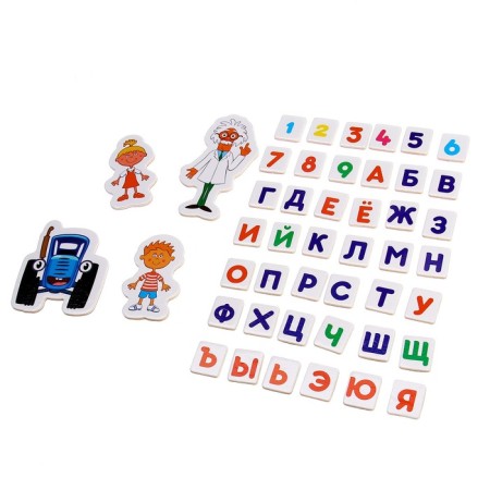Wooden toy "Blue Tractor" Magnetic board "Teach alphabet"-4