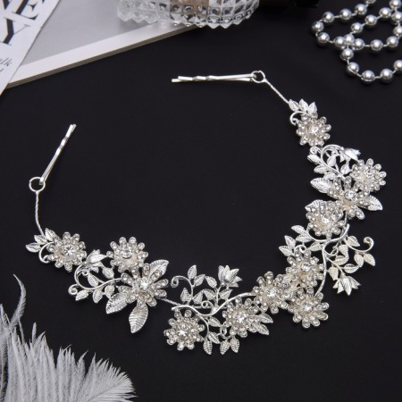 Hair accessory "Flower paradise" 28x4 cm, silver