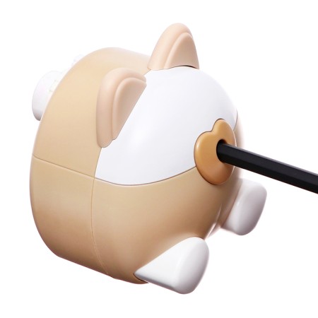 Mechanical sharpener with container, beige/white ears-7