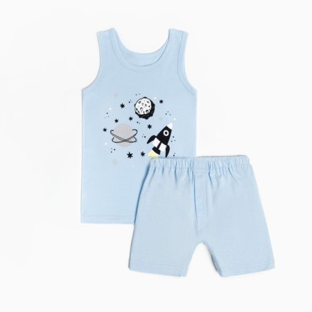 Set for a boy (T -shirt, panties), blue color/space, height 92 cm